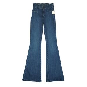 NEW We The Free Jayde Flare Jeans Womens 27x34 Blue High Rise Wide Waistband